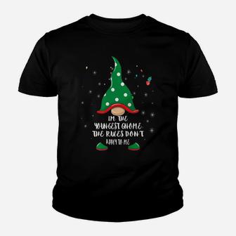 I'm The Youngest Gnome Rules Don't Apply To Me Fun Matching Youth T-shirt | Crazezy