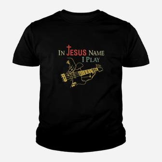 In Jesus Name I Play Guitar Youth T-shirt - Monsterry
