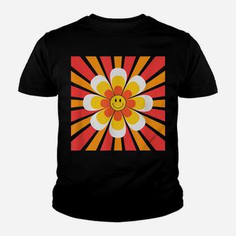 Indie Alt Retro Aesthetic Smiley Face Flower Youth T-shirt | Crazezy UK