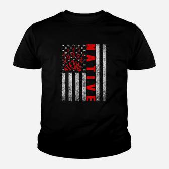 Indigenous Peoples Day Indian Native American Flag Bear Paw Youth T-shirt | Crazezy