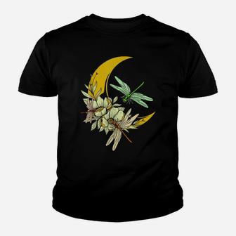 Insect Lovers Aesthetic For Women Flower Moon Dragonflies Youth T-shirt | Crazezy DE