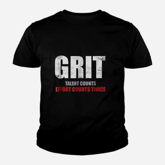 Inspirational Grit Effort Counts Twice Motivational Youth T-shirt | Crazezy