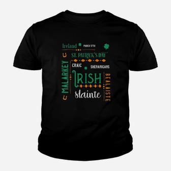 Irish Flag Colors St Patricks Day Shenanigans Typography Youth T-shirt - Monsterry AU
