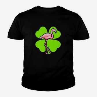 Irish Shamrock Leprechaun Flamingo St Patrick's Day Youth T-shirt - Monsterry DE