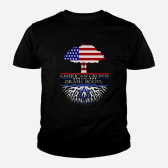 Israeli Roots American Grown Tree Flag Youth T-shirt | Crazezy