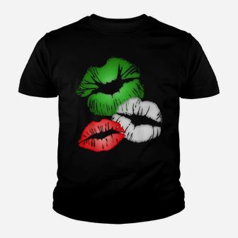 Italian Flag Colors Kissing Lips Youth T-shirt | Crazezy AU