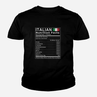 Italian Nutrition Facts Youth T-shirt | Crazezy UK