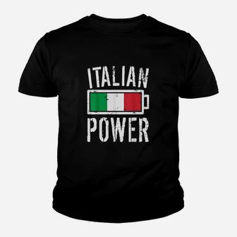 Italy Flag Italian Power Battery Proud Youth T-shirt | Crazezy