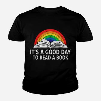 It's A Good Day To Read A Book Reading Lovers Retro Rainbow Youth T-shirt | Crazezy AU