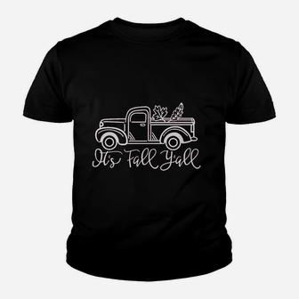 Its Fall Yall Truck Pumpkin Graphic Youth T-shirt | Crazezy AU