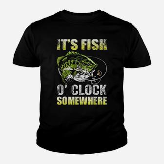 It's Fish O'clock Somewhere Funny Fishing Vintage Youth T-shirt | Crazezy CA