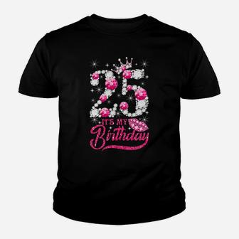 It's My 25Th Birthday Queen 25 Years Old Shoes Crown Diamond Sweatshirt Youth T-shirt | Crazezy AU