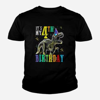 Its My 4Th Birthday Happy 4 Year Dinosaur Youth T-shirt | Crazezy DE