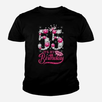 It's My 55Th Birthday Queen 55 Years Old Shoes Crown Diamond Youth T-shirt | Crazezy AU