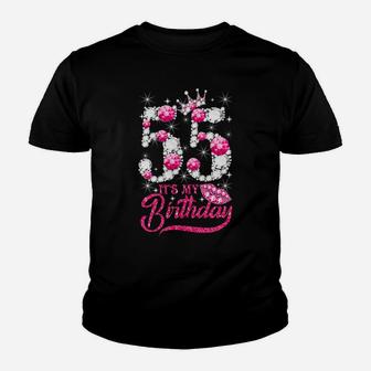 It's My 55Th Birthday Queen 55 Years Old Shoes Crown Diamond Youth T-shirt | Crazezy DE