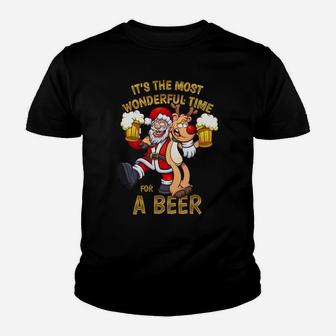 It's The Most Wonderful Time For A Beer Funny Christmas Sweatshirt Youth T-shirt | Crazezy