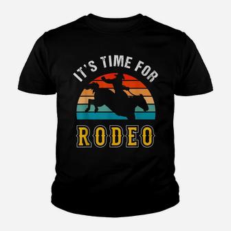 It's Time For Rodeo Retro Vintage Sunset Youth T-shirt | Crazezy CA