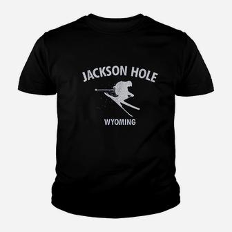 Jackson Hole Wyoming Skiing Youth T-shirt | Crazezy