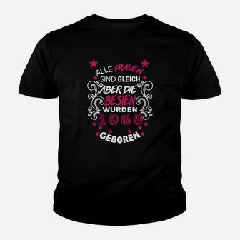 Jahrgang 1965 Geburtstags-Kinder Tshirt für Frauen, Retro-Stil in Schwarz - Seseable