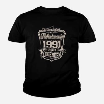Jahrgang 1991 Legendäres Kinder Tshirt, Personalisiert Schwarz - Seseable
