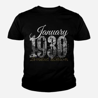 January 1930 Tee - 90 Year Old Shirt 1930 90Th Birthday Gift Sweatshirt Youth T-shirt | Crazezy CA