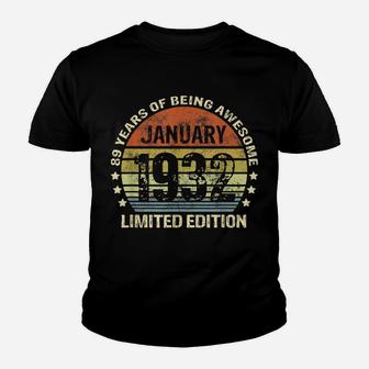 January 1932 89Th Birthday Gift 89 Years Of Being Awesome Youth T-shirt | Crazezy DE