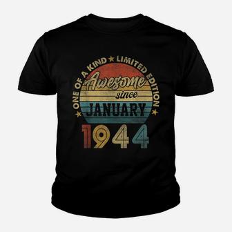 January 1944 Vintage 77 Years Old Retro 77Th Birthday Gift Youth T-shirt | Crazezy