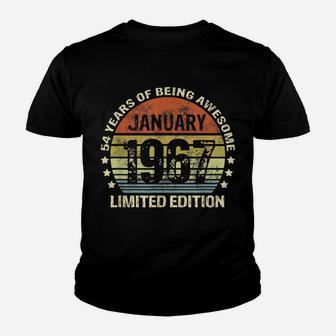 January 1967 54Th Birthday Gift 54 Years Of Being Awesome Youth T-shirt | Crazezy