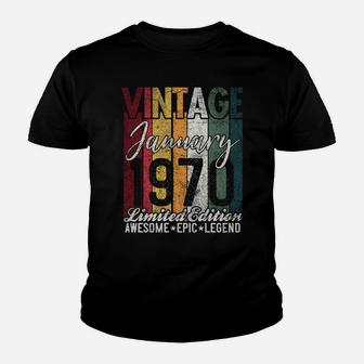January 1970 51St Birthday Gift 51 Years Old Vintage Retro Youth T-shirt | Crazezy UK