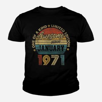 January 1971 Vintage 50 Years Old Retro 50Th Birthday Gift Youth T-shirt | Crazezy AU