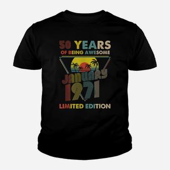 January 1971 Vintage Retro 50 Years 50Th Birthday Gift Youth T-shirt | Crazezy