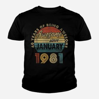January 1981 Retro Vintage 40 Years Old 40Th Birthday Gift Youth T-shirt | Crazezy UK