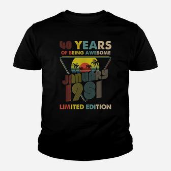 January 1981 Vintage Retro 40 Years 40Th Birthday Gift Youth T-shirt | Crazezy DE