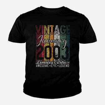 January 2003 18Th Birthday Gift 18 Years Old Vintage Retro Zip Hoodie Youth T-shirt | Crazezy