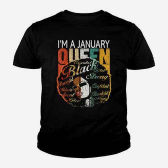January Birthday Shirts Gift For Women - Black African Queen Youth T-shirt | Crazezy DE
