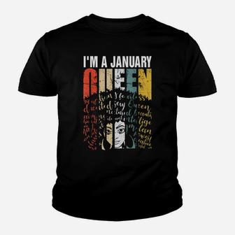 January Queen Black American Melanin January Birthday Gift Youth T-shirt | Crazezy