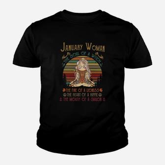 January Woman The Soul Of A Witch The Fire Of A Lioness The Heart Of A Hippie Youth T-shirt - Thegiftio UK