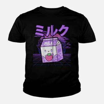 Japanese Kawaii Face Strawberry Milk Carton Funny Retro 90S Zip Hoodie Youth T-shirt | Crazezy CA
