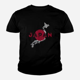 Japanese Map And Flag Souvenir Distressed Japan Youth T-shirt | Crazezy AU