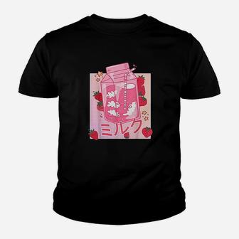Japanese Pastel Soft Grunge Kawaii Strawberry Milk Shake Youth T-shirt | Crazezy AU