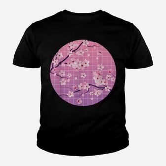 Japanese Pink Cherry Blossom Sakura Flower Pastel Background Youth T-shirt | Crazezy