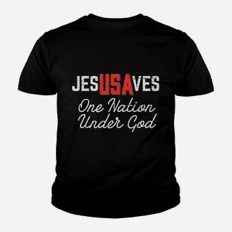 Jesus Saves One Nation Under God Youth T-shirt | Crazezy DE