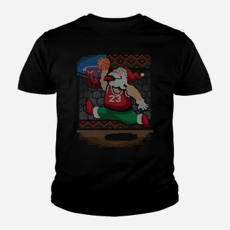 Jingle Baller Santa Claus Basketball Ugly Christmas Sweater Youth T-shirt | Crazezy