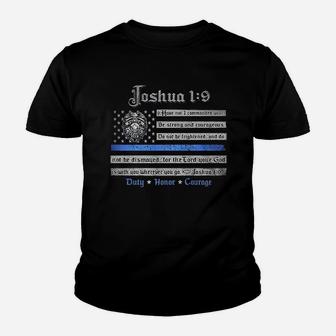Joshua 19 Back The Blue Law Enforce Youth T-shirt | Crazezy