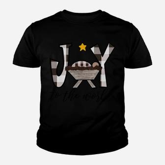 Joy To The World Baby Jesus In The Manger Christmas Design Sweatshirt Youth T-shirt | Crazezy