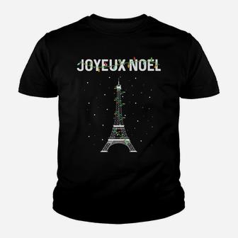Joyeux Noel French Paris Eiffel Tower Christmas Youth T-shirt | Crazezy CA