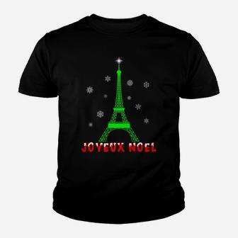Joyeux Noel French Paris Eiffel Tower Merry Christmas Xmas Youth T-shirt | Crazezy DE