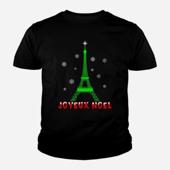 Joyeux Noel French Paris Eiffel Tower Merry Christmas Xmas Youth T-shirt | Crazezy UK