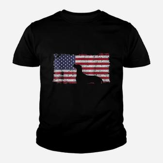 July Vizsla Dog American Flag Youth T-shirt | Crazezy