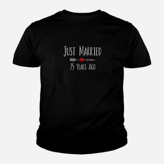 Just Married 25 Years Ago 26Th Wedding Anniversary Gift Youth T-shirt | Crazezy